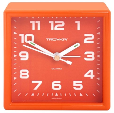 Часы настольные с будильником «Тройка», корпус оранжевый