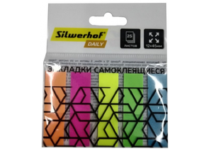 Закладки-разделители пластиковые с липким краем Silwerhof Daily, 12×45 мм, 25 л.×5 цветов