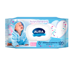 Салфетки влажные детские Aura Ultra Comfort, 120 шт., «Алоэ и витамин Е» Салфетки влажные детские Aura Ultra Comfort, 120 шт., «Алоэ и витамин Е»