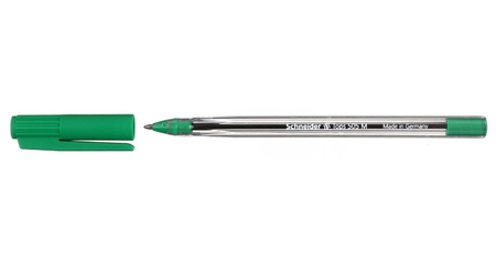 Ручка шариковая одноразовая Schneider Tops 505 M, корпус прозрачный, стержень зеленый
