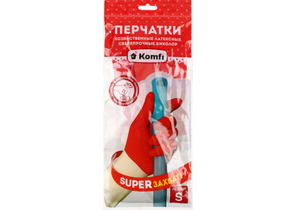 Перчатки латексные хозяйственные сверхпрочные Komfi «Биколор», размер S, бело-красные Перчатки латексные хозяйственные сверхпрочные Komfi «Биколор», размер S, бело-красные