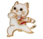 Брошь «Котик» Sima-Land, 3,5×3×1,5 см, «Герой», бело-розовая с золотистым