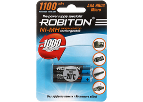 Аккумулятор Robiton, AAА, HR03, 1.2V, 1100 mAh (2 шт. в упаковке)