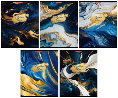 Тетрадь общая А5, 96 л. на скобе Golden Blue, 165*205 мм, клетка, ассорти Тетрадь общая А5, 96 л. на скобе Golden Blue, 165*205 мм, клетка, ассорти