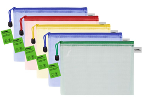 Папка-конверт пластиковая на молнии «Стамм» А5, 240×160 мм, толщина пластика 0,25 мм, прозрачная, цвет молнии - ассорти
