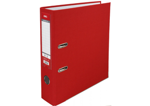 Папка-регистратор Deli с односторонним ПВХ-покрытием, корешок 75 мм, красный