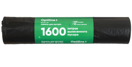 Пакеты для мусора Optiline (ПВД), 160 л, 10 шт., черные