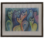 Картина «Кошачьи сумерки» (Губаревич И.В.), 29×41 см, бумага, смешанная техника Картина «Кошачьи сумерки» (Губаревич И.В.), 29×41 см, бумага, смешанная техника