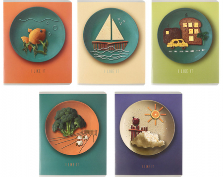 Тетрадь общая А5, 48 л. на скобе «Пейзаж из продуктов на тарелке», 165*205 мм, клетка, ассорти Тетрадь общая А5, 48 л. на скобе «Пейзаж из продуктов на тарелке», 165*205 мм, клетка, ассорти