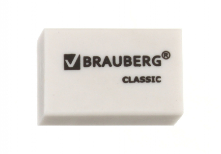 Ластик Brauberg Classic, 26*17*7 мм, белый