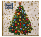 Салфетки сервировочные трехслойные Art Bouquet, 24×24 см, 25 шт., «Новогодняя ель на белом»