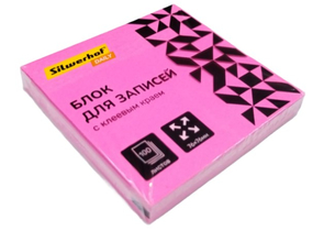 Бумага для заметок с липким краем Silwerhof Daily, 76×76 мм, 1 блок×100 л., розовая неон