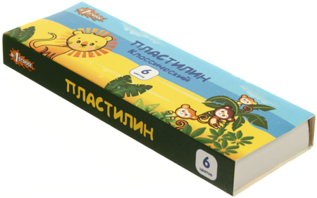 Пластилин «Джунгли» №1School, 6 цветов, 90 г, со стеком