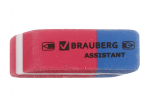 Ластик Brauberg Assistant 80, 41×14×8 мм, красный с синим