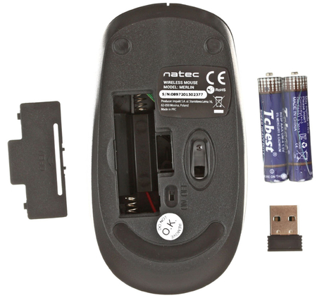 Мышь компьютерная Natec Merlin NMY, беспроводная, черная