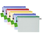 Папка-конверт пластиковая на молнии «Стамм» А5, 240×160 мм, толщина пластика 0,25 мм, прозрачная, цвет молнии - ассорти