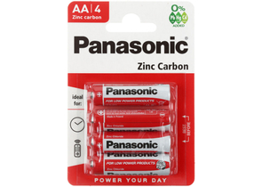 Батарейки солевые Panasonic Zinc Carbon, AA, R6, 1,5V, 4 шт.