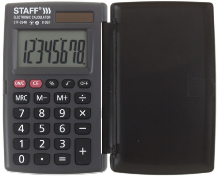 Калькулятор карманный 8-разрядный Staff STF-6248, черный