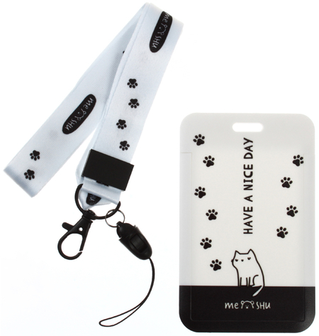 Бейдж пластиковый на тесьме с карабином Meshu, 50*80 мм, Nice Day