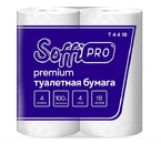 Бумага туалетная SoffiPro Premium, 4 рулона, ширина 95 мм, 18 м, белая