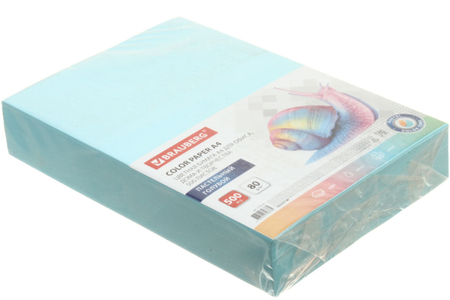 Бумага офисная цветная Brauberg Pastel, А4 (210*297 мм), 80 г/м2, 500 л., голубая