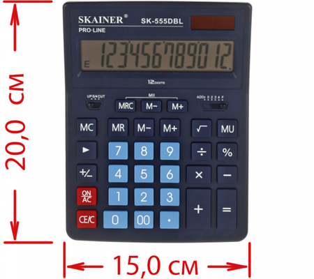 Калькулятор 12-разрядный Skainer SK-555, синий