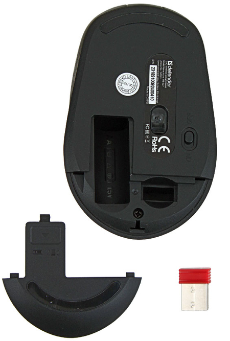 Мышь компьютерная Defender Auris MB-027, беспроводная, серая