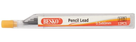 Грифели для автоматических карандашей Besko, толщина грифеля 0,5 мм, твердость ТМ, 12 шт.