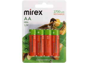 Аккумулятор Mirex, AA, 1.2V, 2700 mAh (4 шт. в упаковке)