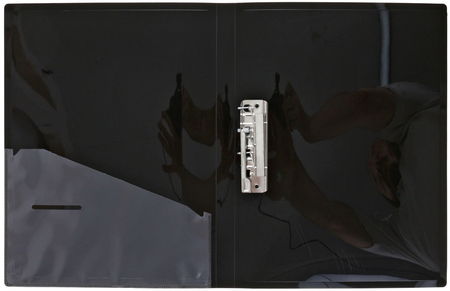 Папка пластиковая с боковым зажимом и карманом Index Satin, толщина пластика 0,6 мм, черная