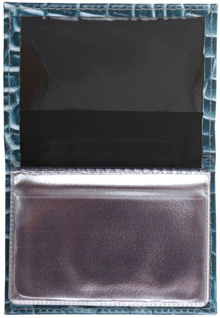 Визитница из натуральной кожи «Кинг» 4336, 105*70 мм, 1 карман, 18 листов, рифленая бирюзовая
