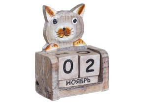 Календарь деревянный настольный, 7×4×10 см, «Кошка»