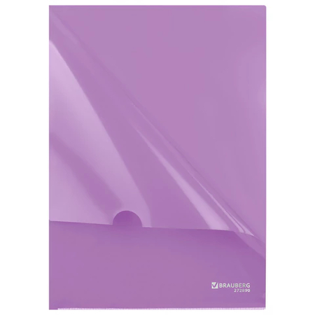Папка-уголок пластиковая Brauberg Pastel А4, толщина пластика 0,15 мм, лиловая Папка-уголок пластиковая Brauberg Pastel А4, толщина пластика 0,15 мм, лиловая