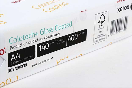 Бумага офисная Xerox Colotech+ Gloss coated, А4 (210*297 мм), 140 г/м2, 400 л.