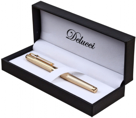 Ручка подарочная перьевая Delucci Celeste, корпус золотистый, черная Ручка подарочная перьевая Delucci Celeste, корпус золотистый, черная
