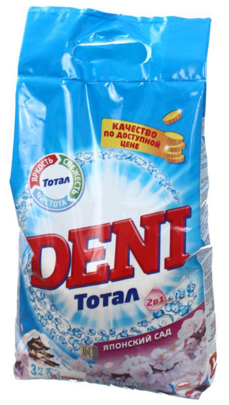 Порошок стиральный Deni , 3 кг, 3 в 1, для автоматической стирки, «Японский сад»