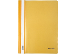 Папка-скоросшиватель пластиковая А4 Brauberg Standard, толщина пластика 0,18 мм, желтая