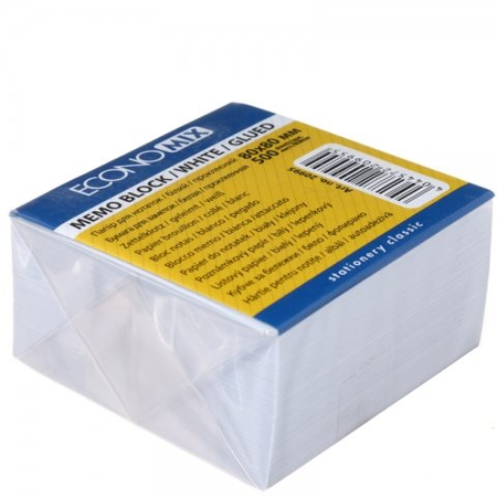 Блок бумаги для заметок «Куб» Economix, 80*80*40 мм, проклеенный, белый