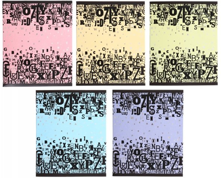 Тетрадь общая А5, 48 л. на скобе «Буквенный орнамент», 162*202 мм, клетка, ассорти