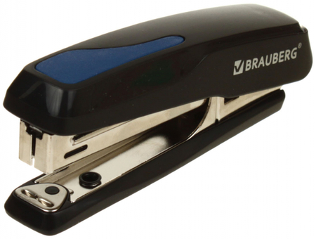 Степлер Brauberg Extra, скобы №10, 20 л., 95 мм, черный с синим