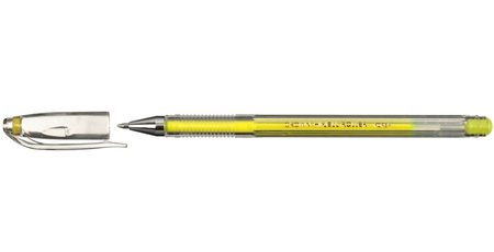 Ручка гелевая Crown Hi-Jell Color, корпус прозрачный, стержень желтый