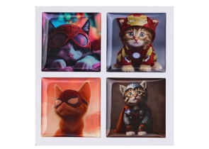 Cтикеры объемные 3D на телефон «Котики-супергерои», 4 шт., 3×3 см