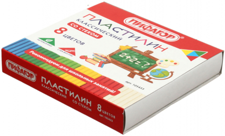 Пластилин классический «Пифагор. Школьный», 8 цветов, 120 г, со стекой Пластилин классический «Пифагор. Школьный», 8 цветов, 120 г, со стекой