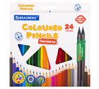 Карандаши цветные Brauberg Premium, 24 цвета+2 шт. ч/г HB, длина 175 мм