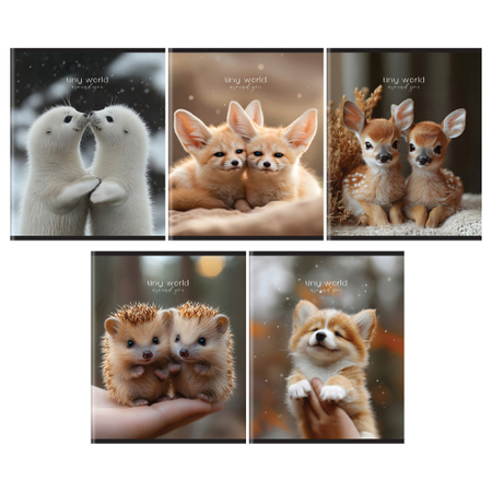 Тетрадь общая А5, 96 л. на скобе BG «Крошечный мир», 162*200 мм, клетка, ассорти