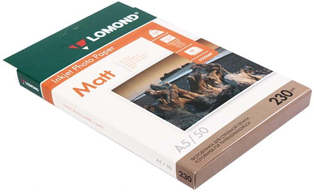Бумага для струйной фотопечати матовая односторонняя Lomond, А5 (210*148 мм), 230 г/м2, 50 л.