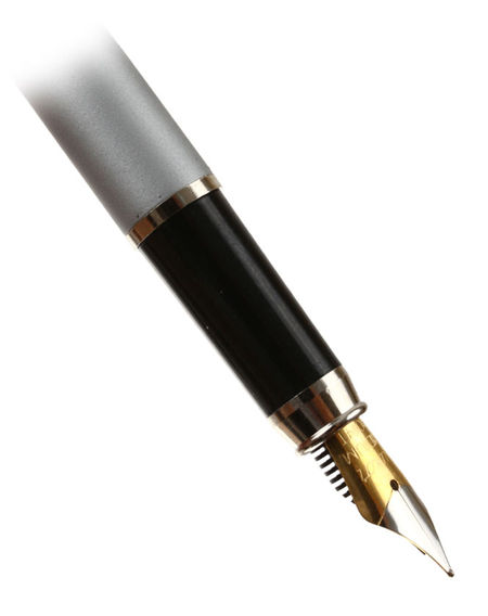 Ручка подарочная перьевая Sleek, корпус серый металлик, синяя