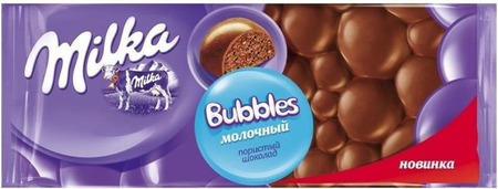 Шоколад Milka, 80 г, Milka Bubbles, молочный пористый