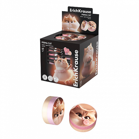Ластик ErichKrause Prima Cat, 25*25*10 мм, ассорти