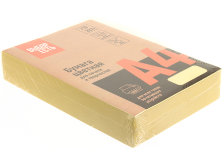 Бумага офисная цветная «Выбор есть» (пастель), А4 (210*297 мм), 70 г/м2, 500 л., желтая